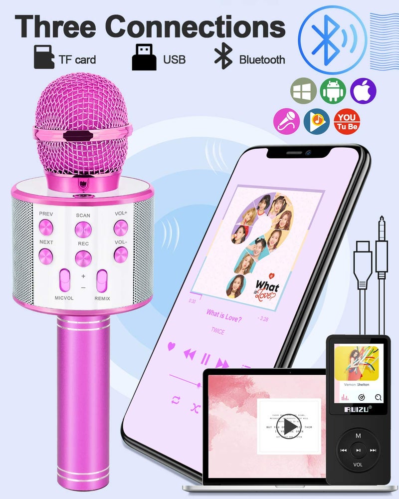 Dodosky Gifts for Girls Age 4-12, Karaoke Microphone Gifts for 4 5 6 7 8 9 10 11 12 Year Old Girls Toys for 4-12 Year Old Girls Birthday Gifts for 3-10 Year Old Girl - Purple - Image 3